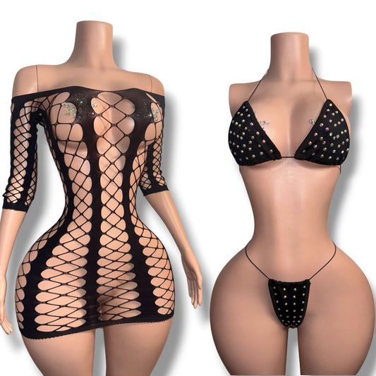 Giana Fishnet Set Dress and Bikini