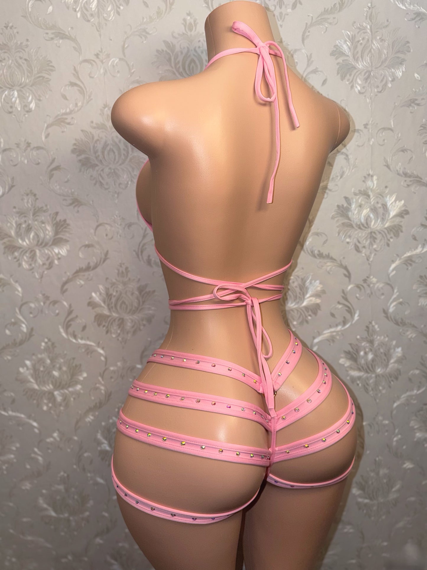 Georgia Peach + Teyana Fishnet Dress 3 Piece Set Fits S-L