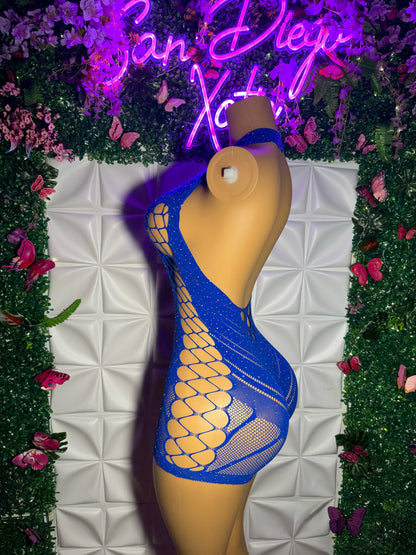 PLT Curvy Collection Glittery PLT Fishnet Romper Fits S-XXL