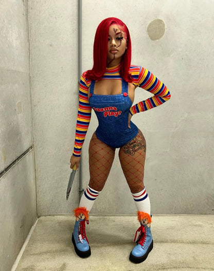 Evil Doll 2 Piece Includes One Piece and Long Sleeve Crop Top