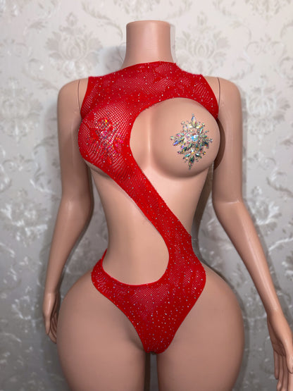 Snowie Bodysuit with Free Glitter Pasties Fits XS-L