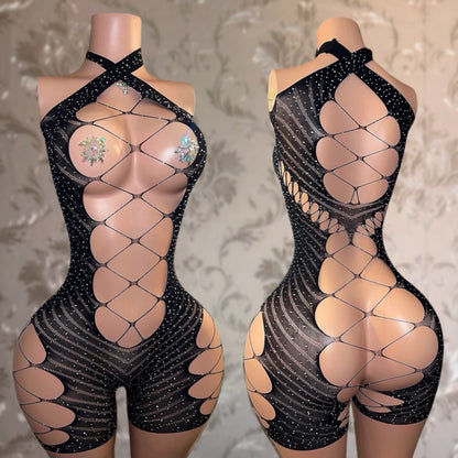 Miami Nightz Fishnet Romper Fits XS-L