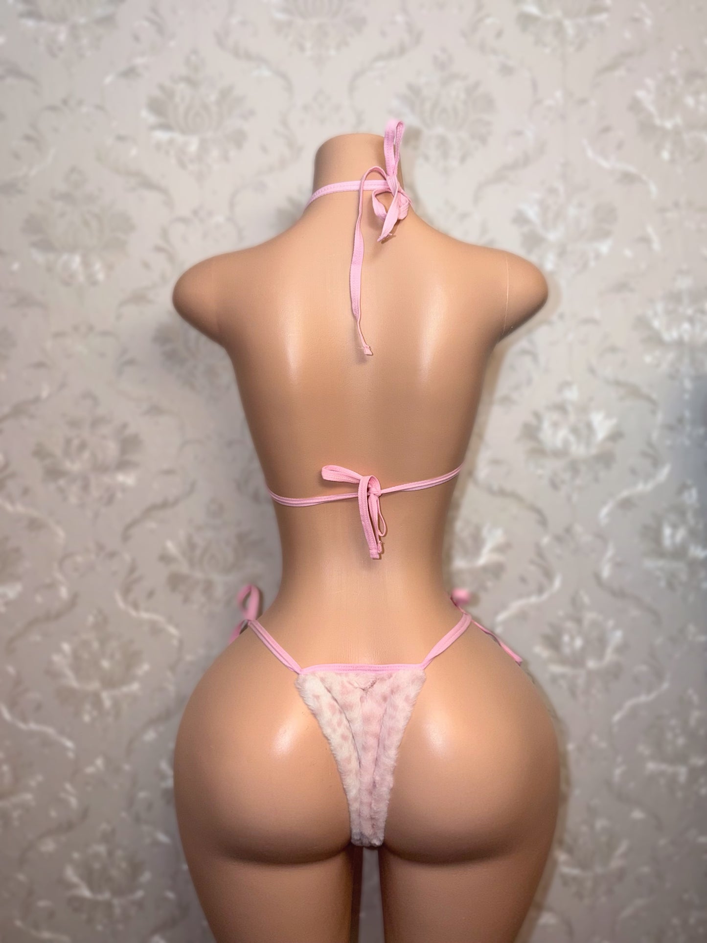 Cave Girl White Leopard Fur Bikini