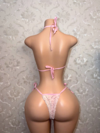 Cave Girl White Leopard Fur Bikini