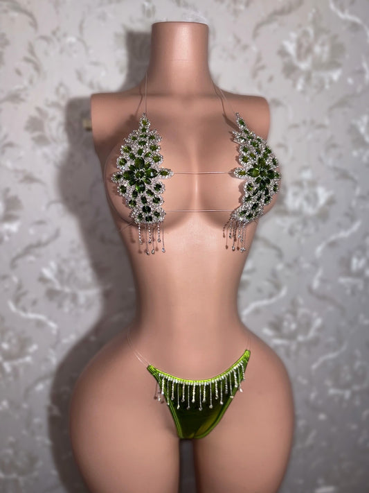 Dripping In Diamonds Crystal Bikini Birthday Set Now With Upgraded Tassel Thong