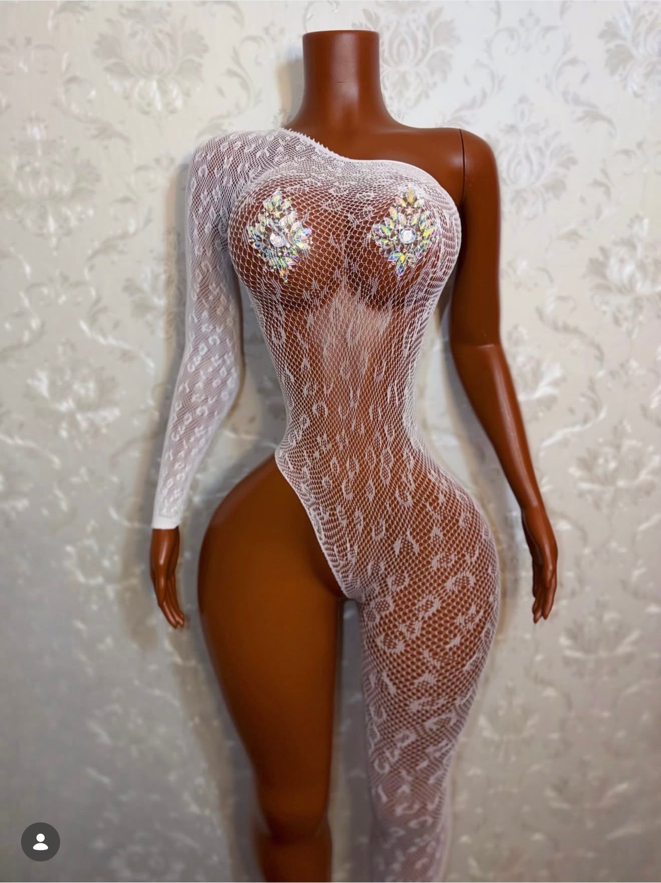 Bernice Cheetah Off Shoulder Fishnet Jumpsuit Fits XS-XL