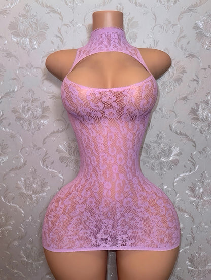 Royalty Plain Cheetah Fishnet Dress Fits XS-L