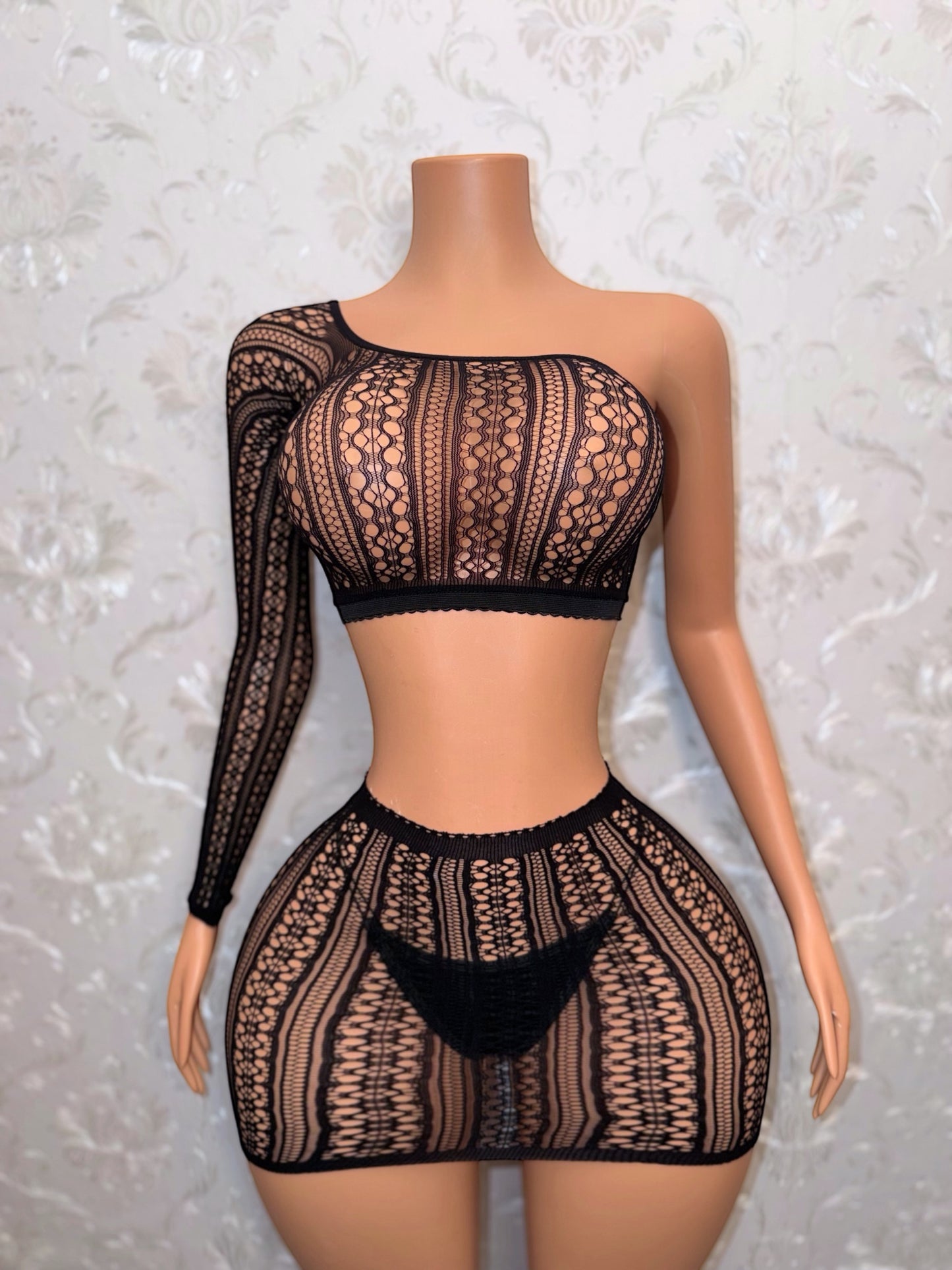 Mandala 3 Piece Fishnet Skirt Set Fits XS-L