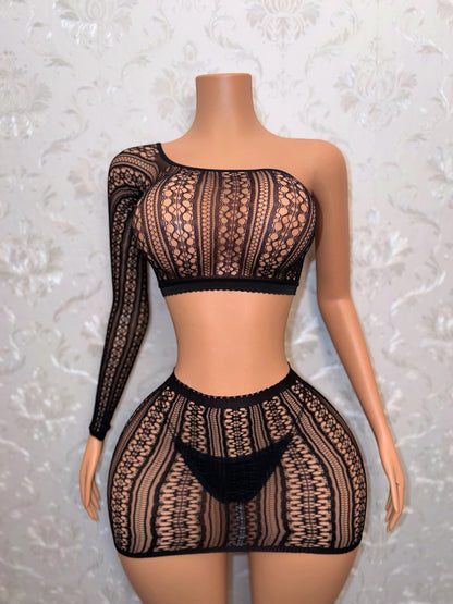 Mandala 3 Piece Fishnet Skirt Set Fits XS-L