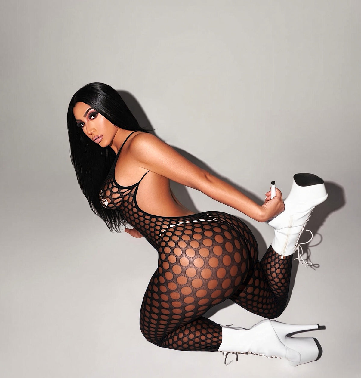 Suki Bodycon Fishnet Bodystocking Fits XS-L