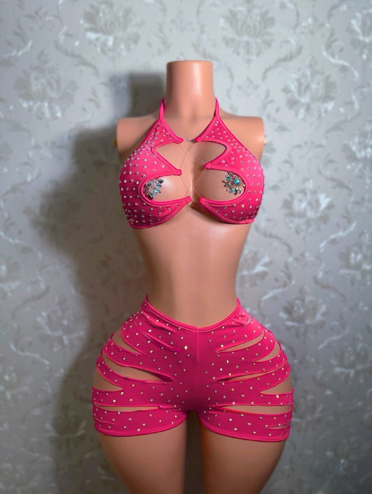 Valentina Diamond Slits Shorts Set