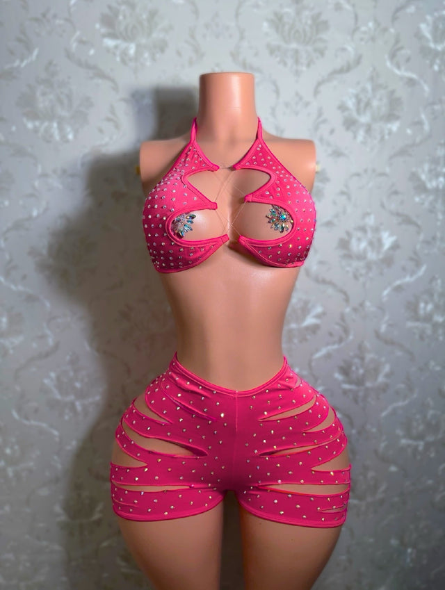 Valentina Diamond Slits Shorts Set