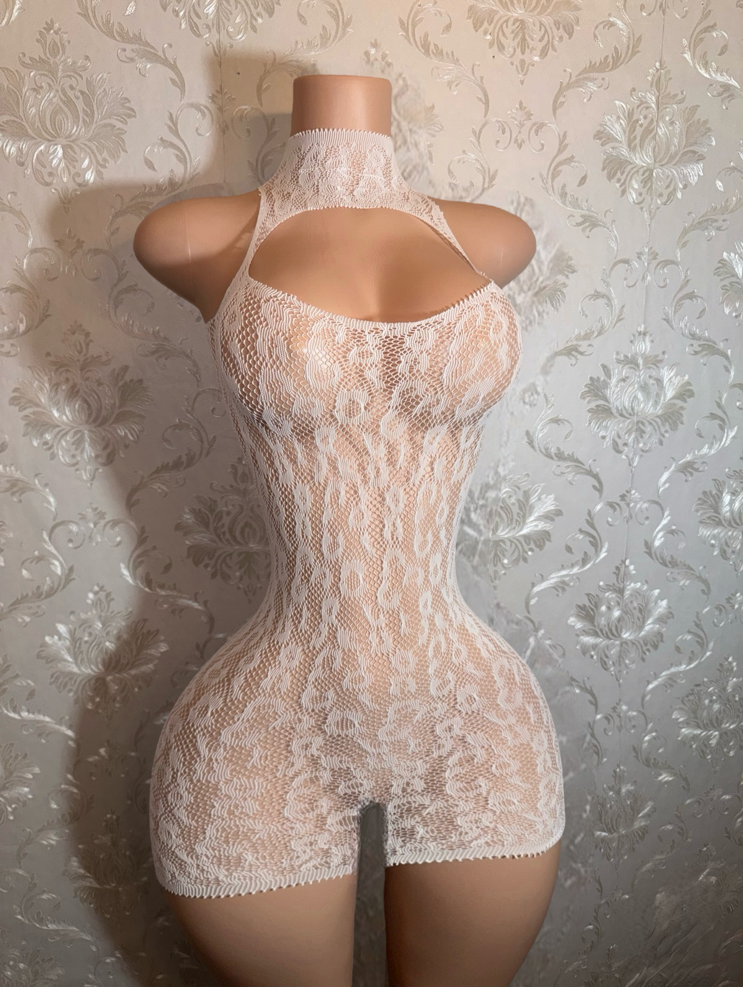 Royalty Cheetah Fishnet Plain or Stoned Heart Romper Fits XS-L