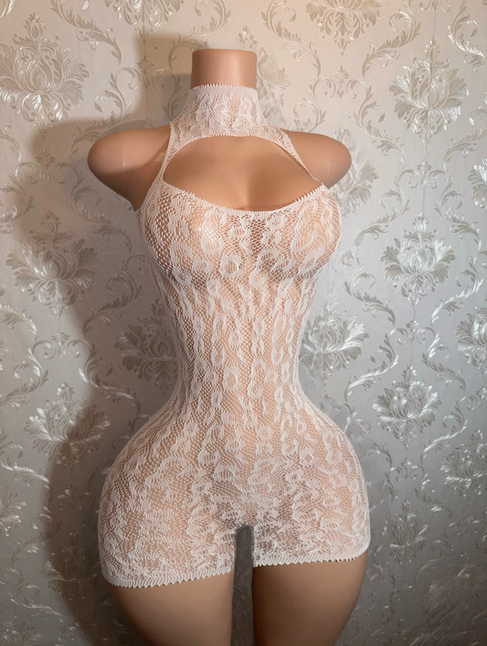 Royalty Cheetah Fishnet Plain or Stoned Heart Romper Fits XS-L