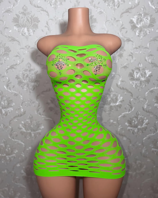 Money Maker Fishnet Dress Fits XS-XL