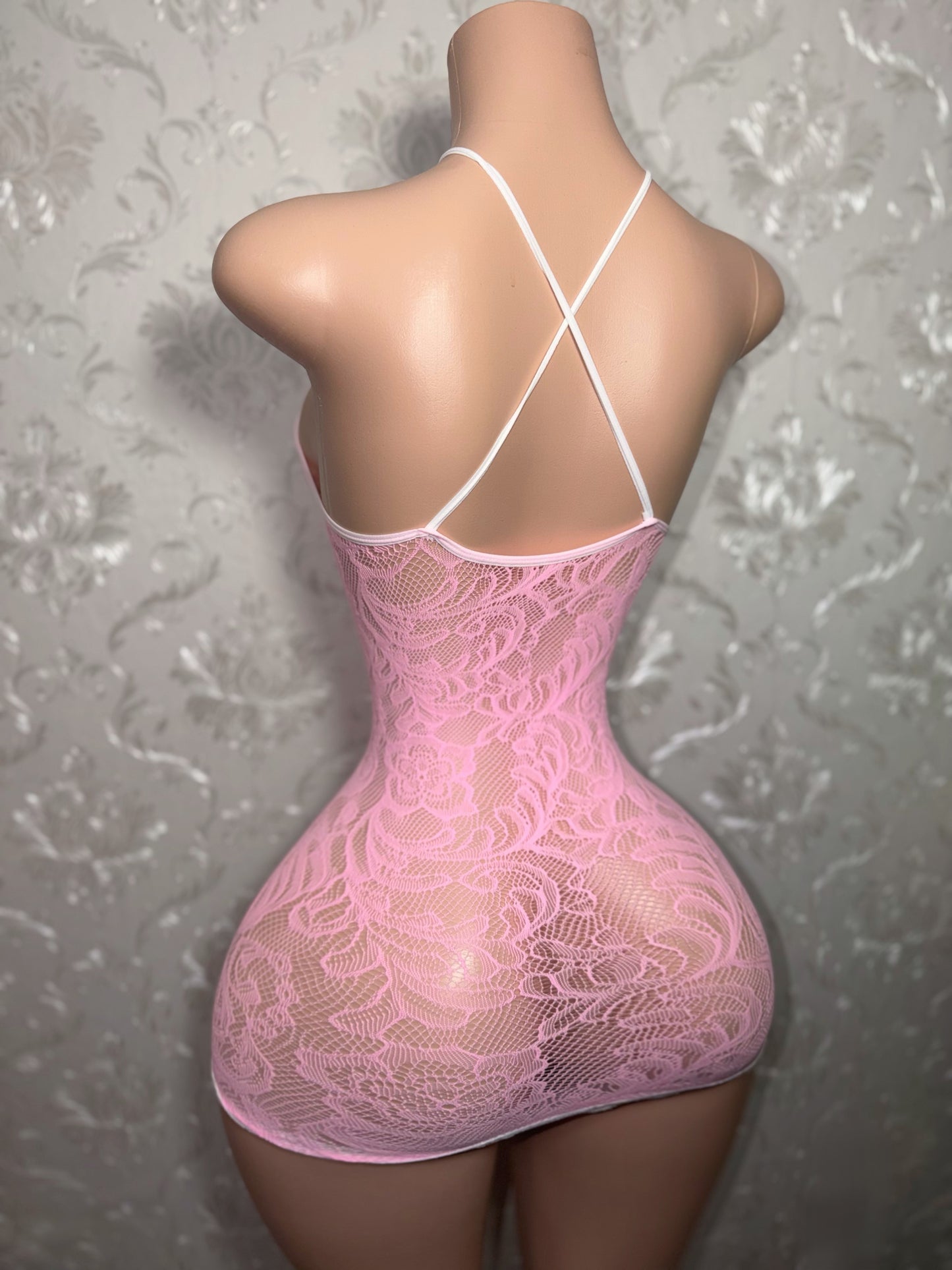 Susie Q Mini Lace Fishnet Dress Fits XS-M