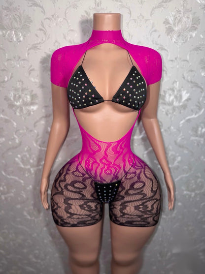 Hurricane Two Tone Ombre Romper + Bikini 3 Piece Set Fits XS-L