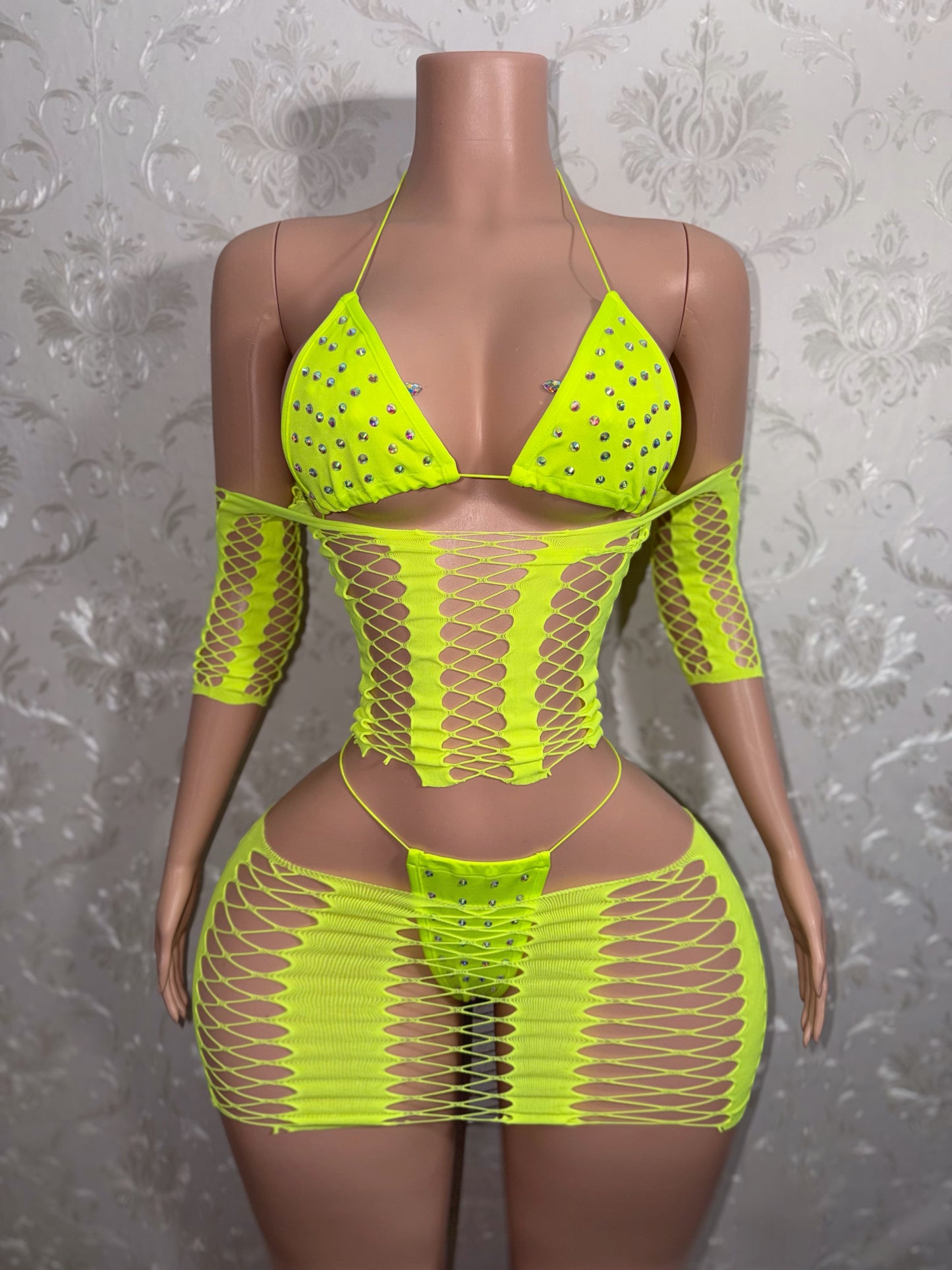 Karma Electra 4 Piece Fishnet Skirt Set Fits XS-L