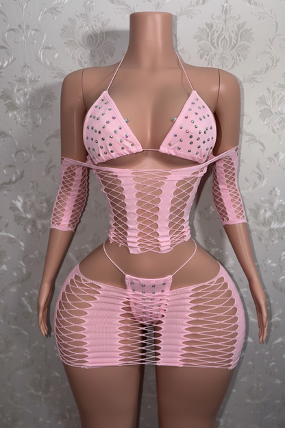 Karma Electra 4 Piece Fishnet Skirt Set Fits XS-L