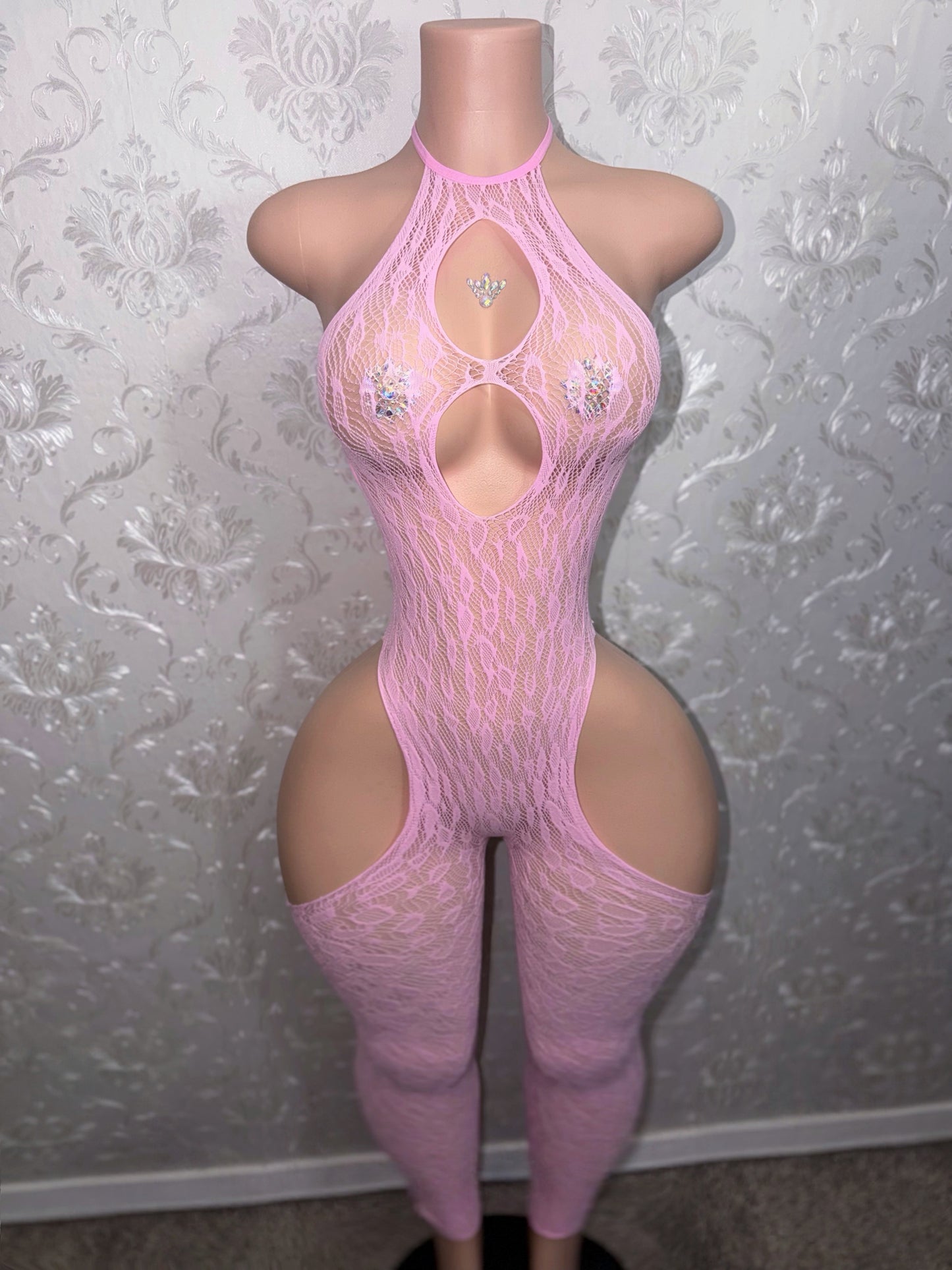 Freaky Dancer Cheetah Fishnet Jumpsuit Fits S-XL