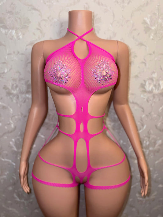 Snatched Fishnet Romper Fits XS-M