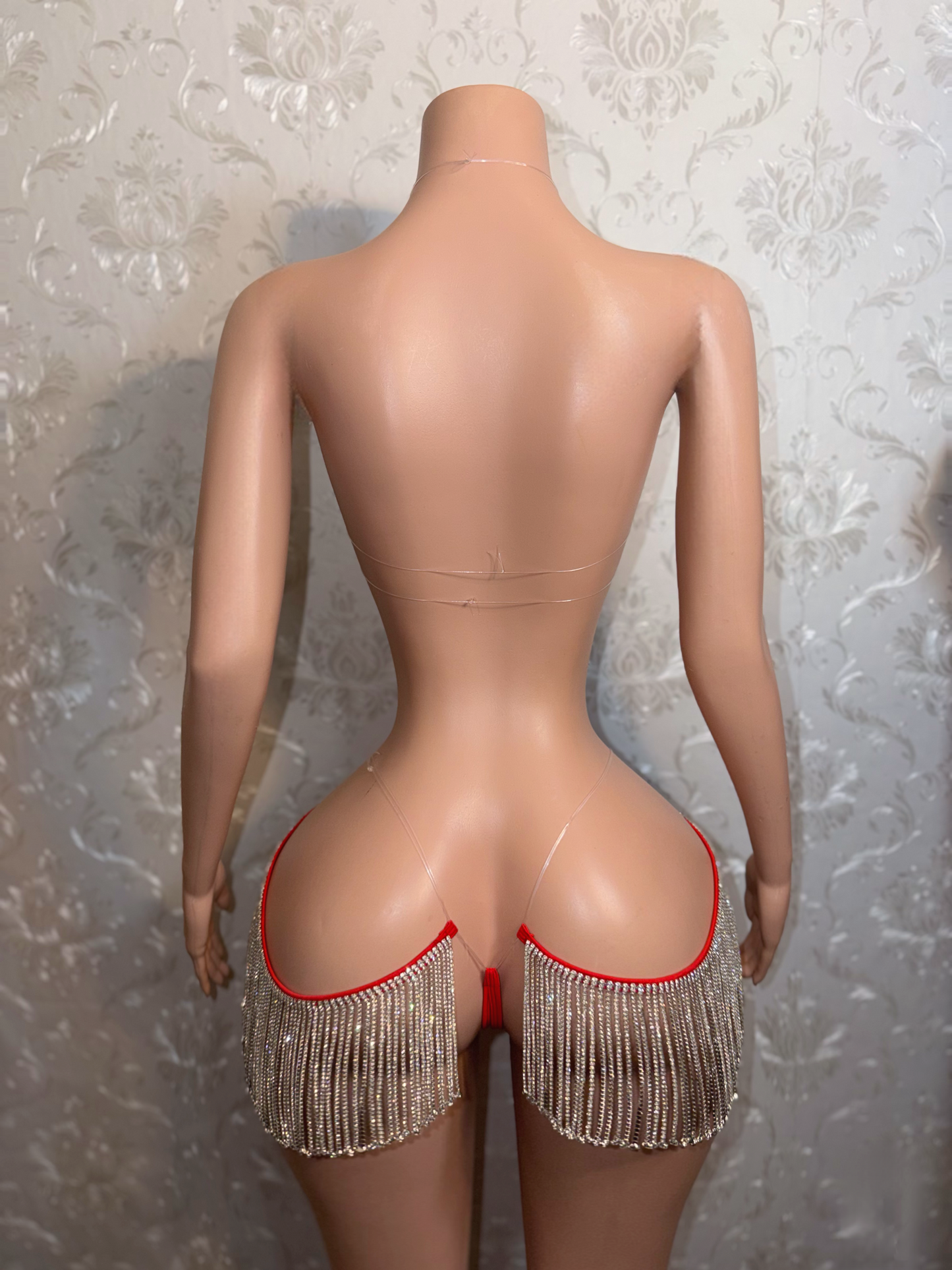 Queen Of Diamonds Crystal Appliqué 2 Piece Set With Tassel Chaps