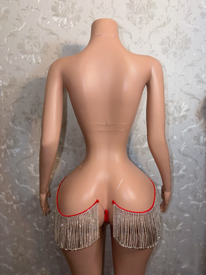 Queen Of Diamonds Crystal Appliqué 2 Piece Set With Tassel Chaps