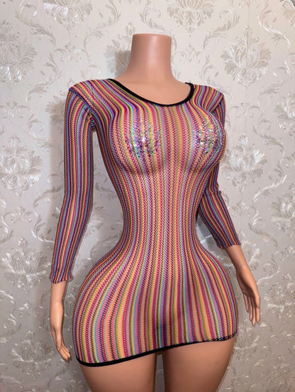 Jamaica Multicolor Fishnet Dress Fits All Sizes
