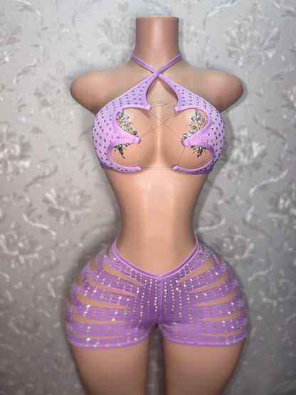 Valentina Diamond Slits Shorts Set fits S-L