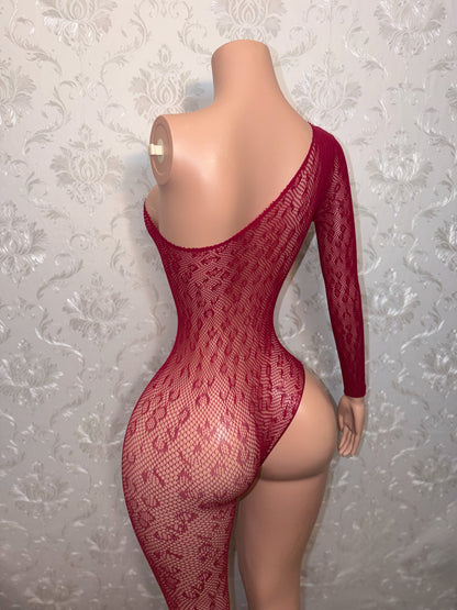 Bernice Cheetah Off Shoulder Fishnet Jumpsuit Fits XS-XL