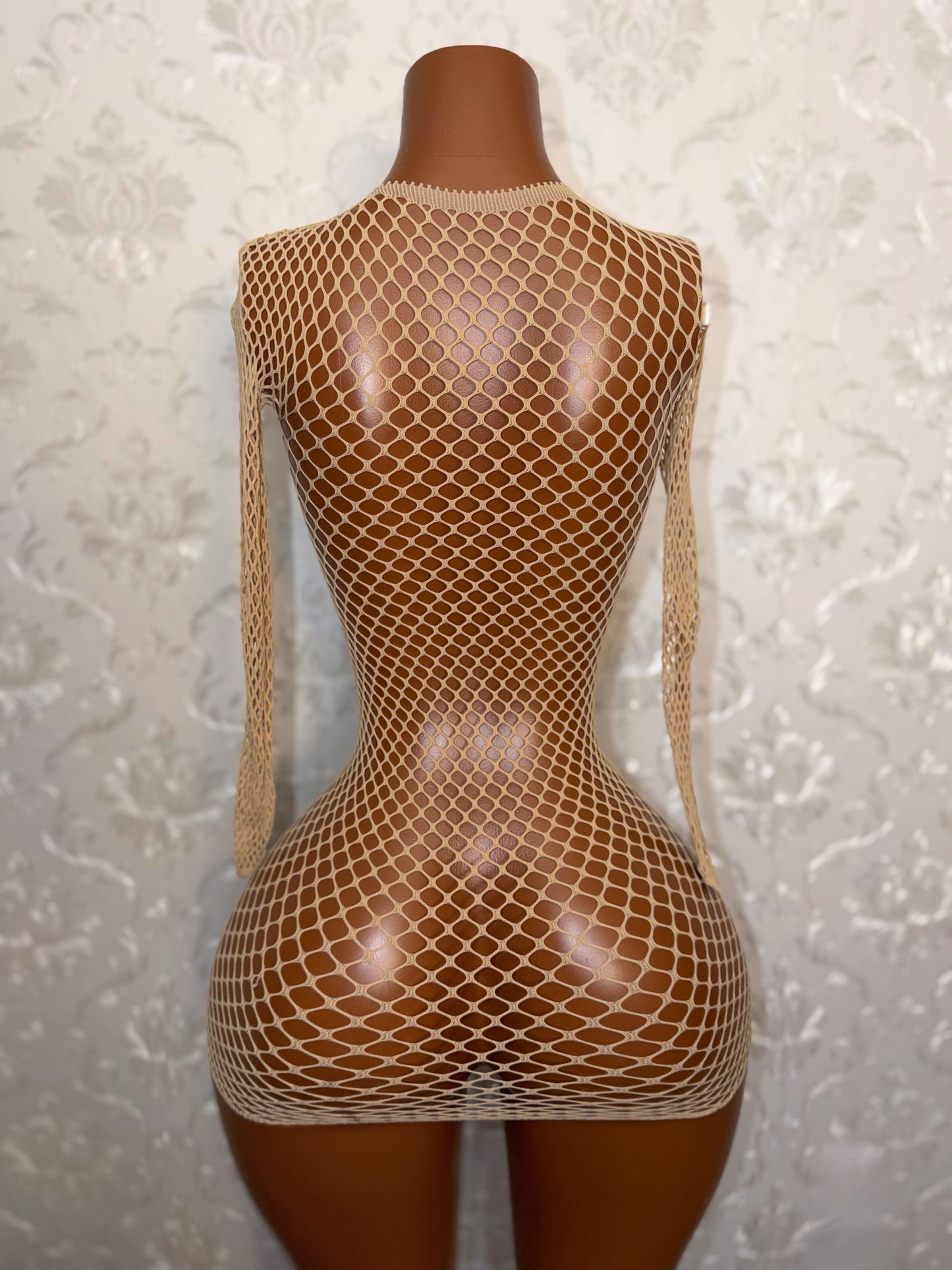 Carmen Fishnet Bodycon Cover Up Dress Fits XS-L