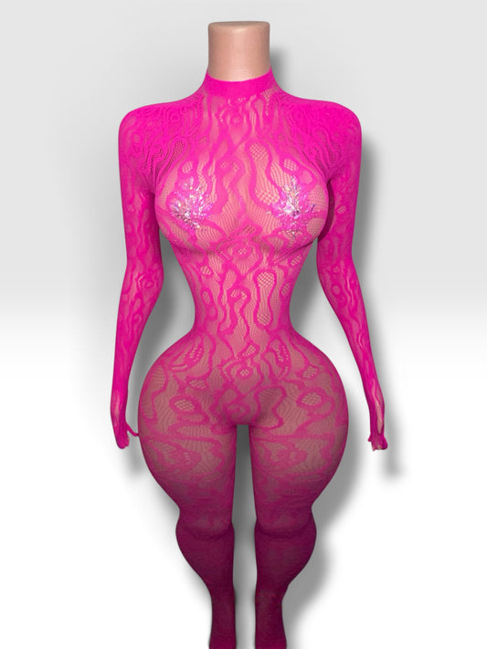 Queen of the Amazon Fishnet Jumpsuit Fits XS-L
