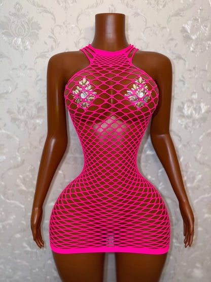 Body Fishnet Bodycon Dress One Size Fits All