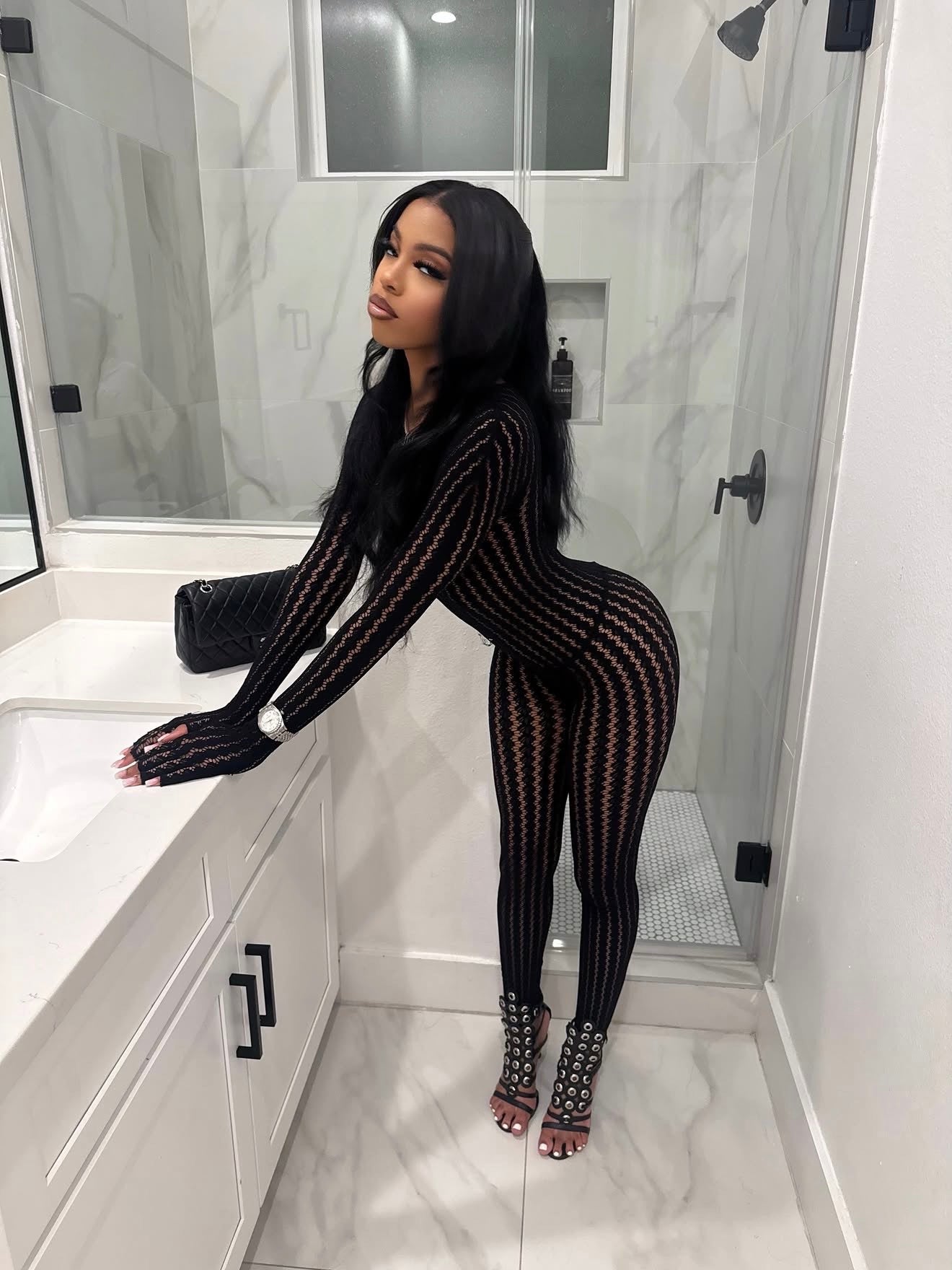 Sevyn Fishnet Jumpsuit Fits XS-XL