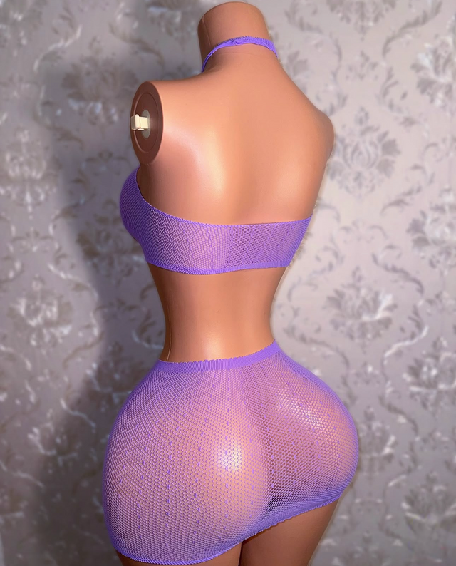 Syn 2 Piece Fishnet Skirt Set Fits XS-L Shorts Set XS-XL