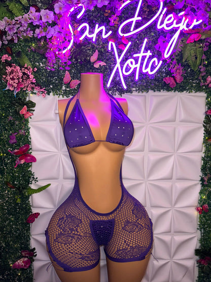 Plain Jane — Fishnet 3 Piece Overall Set Now With Larger Stone Bikini Fits XS-L