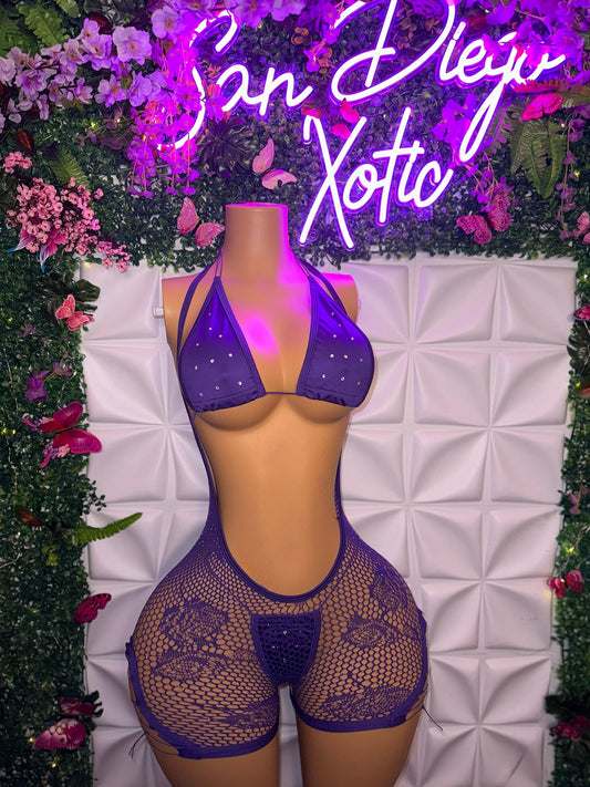 Plain Jane — Fishnet 3 Piece Overall Set Now With Larger Stone Bikini Fits XS-L