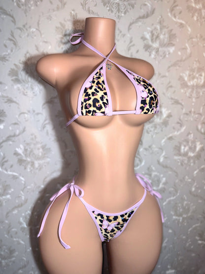 Pixie — Lilac Trim Leopard Butterfly Bikini