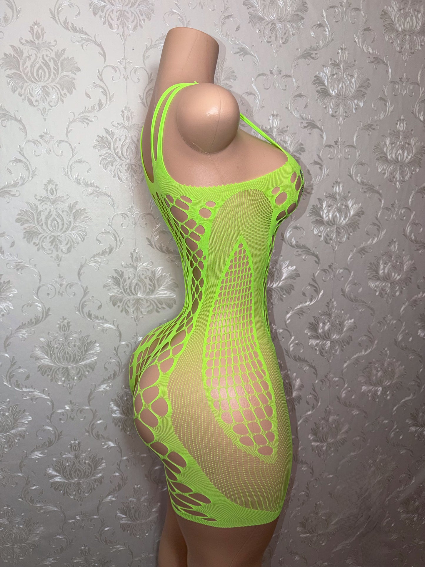 Clover Fishnet Romper Fits XS-M