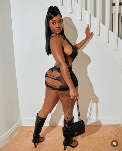 Seductress Cut Out Mesh Dress Fits XS-L