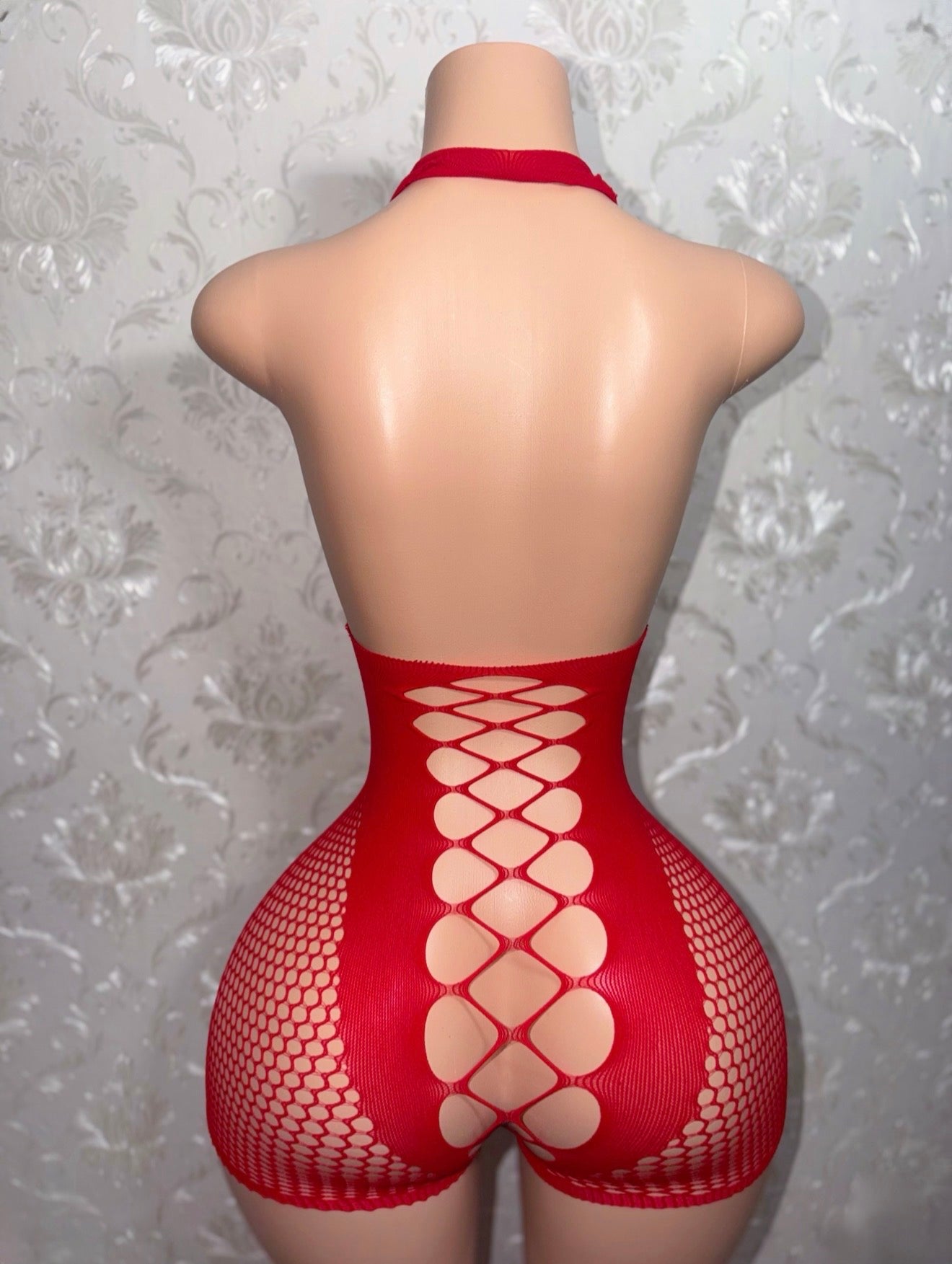 WAP Fishnet Romper With Bow Fits XS-L