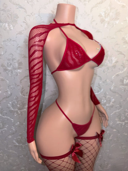 Zebra Mesh Kini 4 Piece Set Fits XS-L