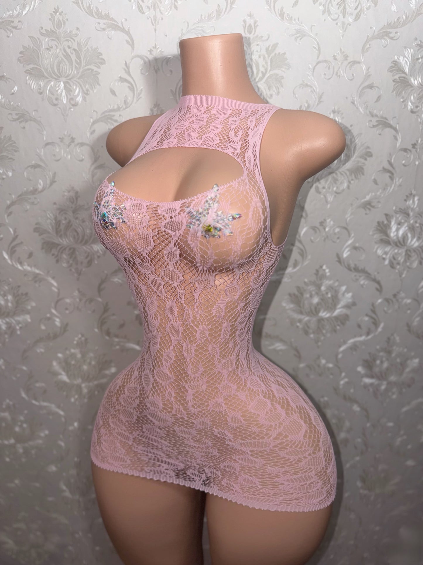 Royalty Cheetah Fishnet Dress Optional Stones Fits XS-L