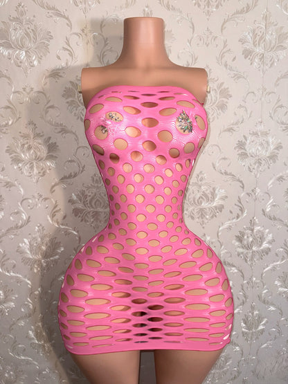 Money Maker Fishnet Tube Mini Dress Fits XS-XL
