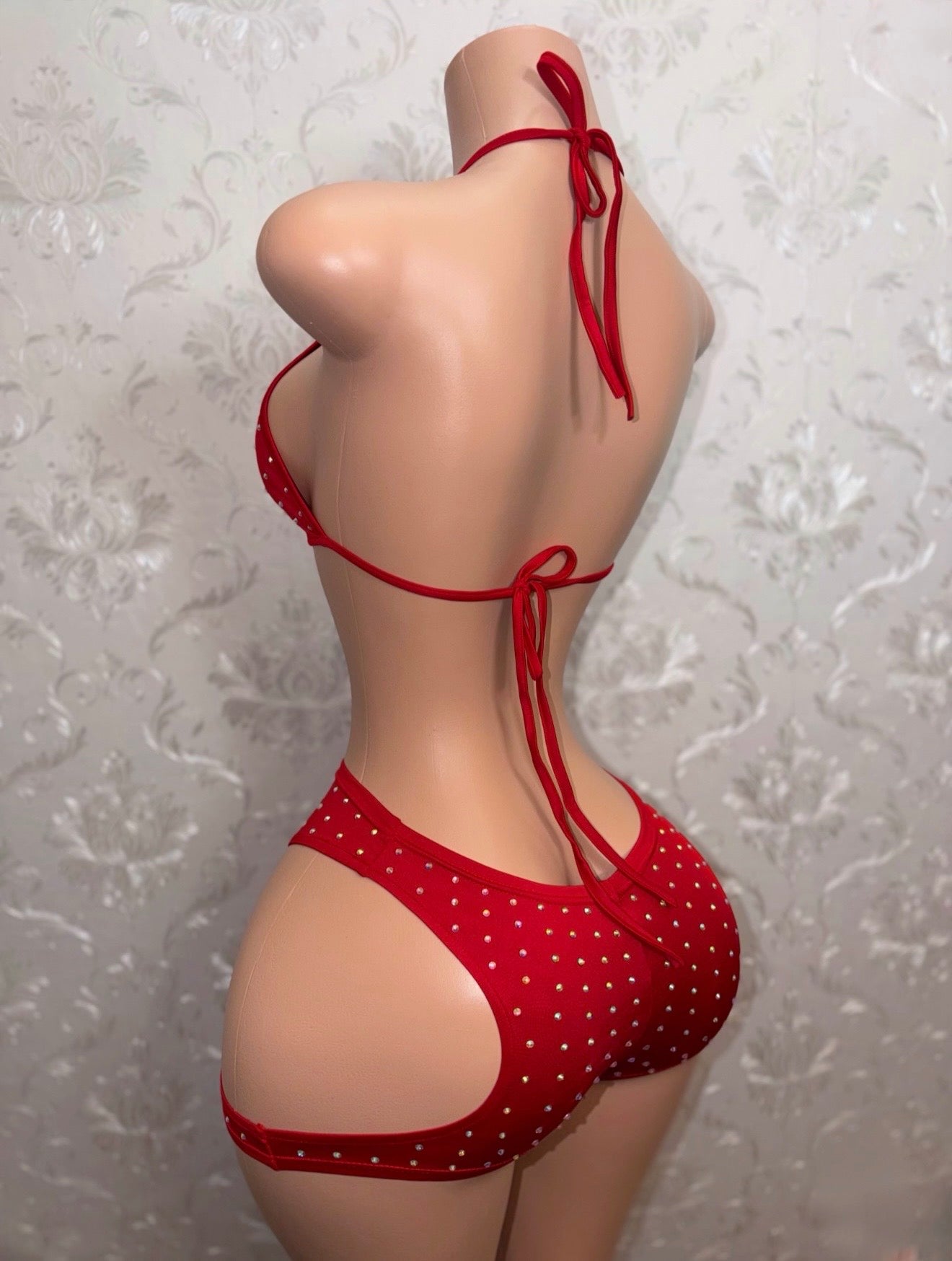 Nellie Deep Red Cut Out Shorts Set