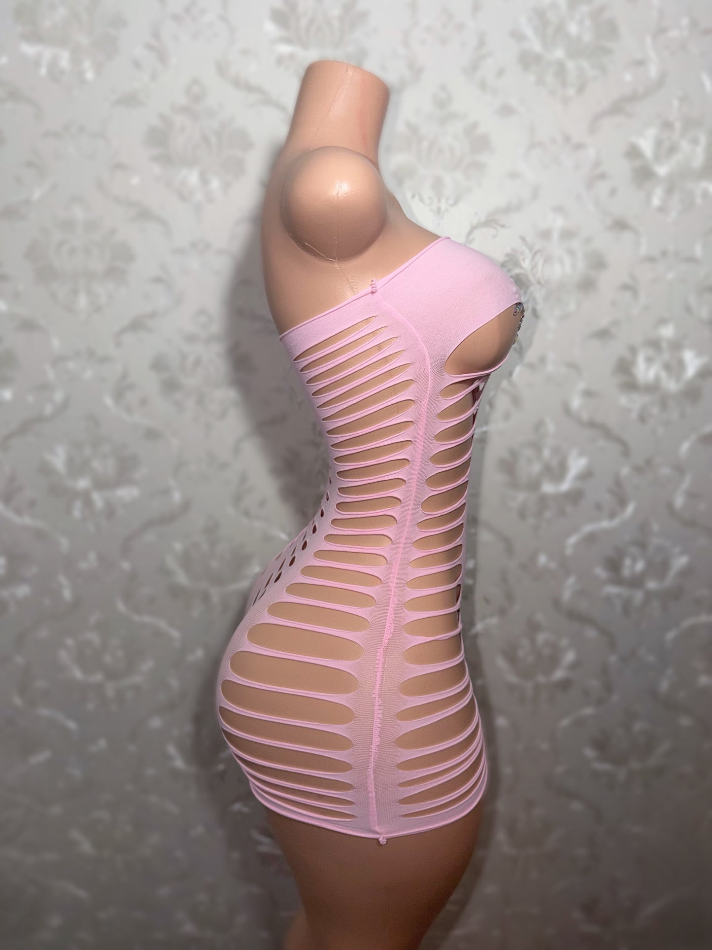 Monique Slit Fishnet Dress Fits XS-XL
