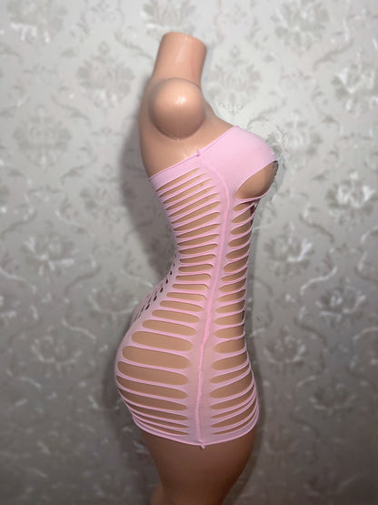Monique Slit Fishnet Dress Fits XS-XL