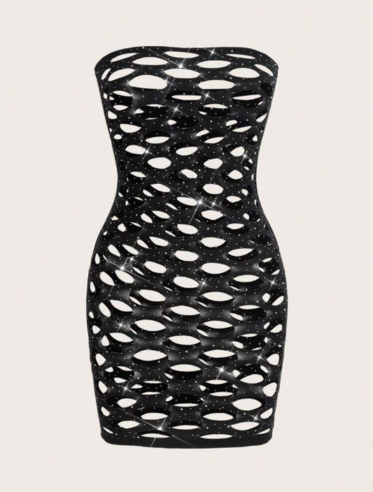 Money Maker — Bedazzled Fishnet Dress Fits XS-L