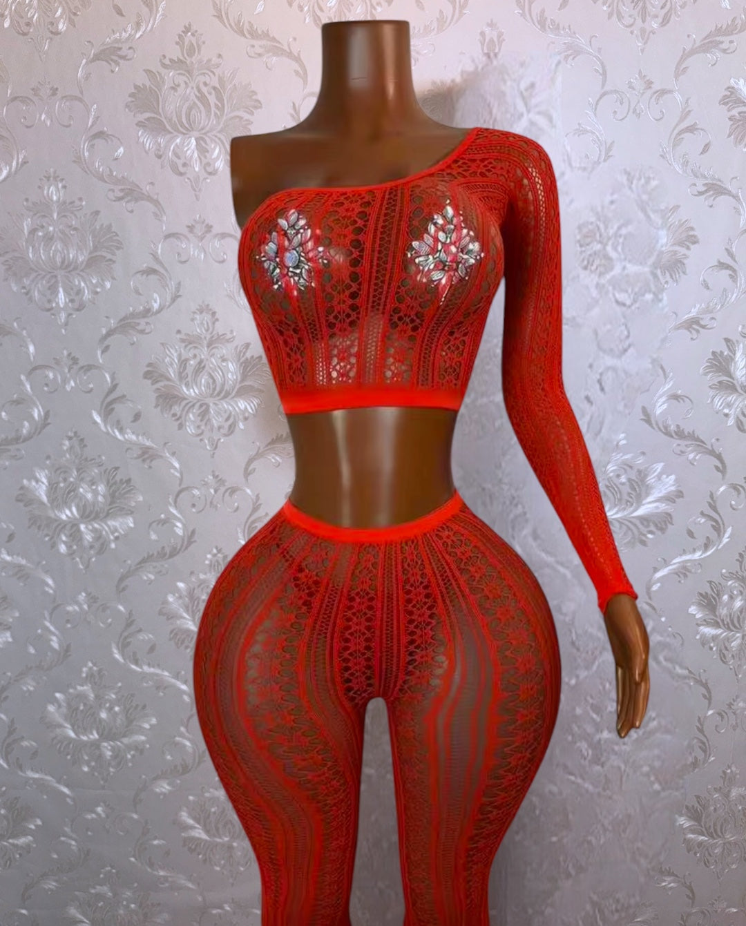 Leila Mandala Lace Fishnet Pants Set Optional Thong Fits XS-L