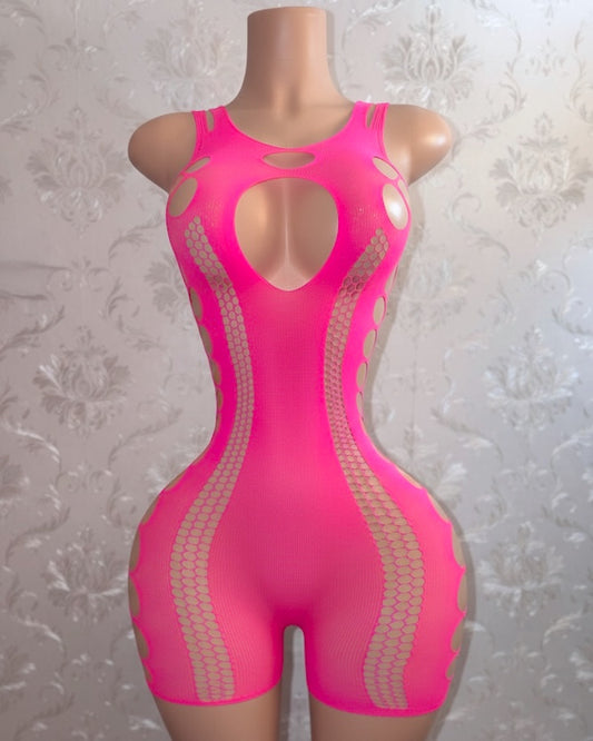 Tracie Fishnet Romper Fits XS-XL